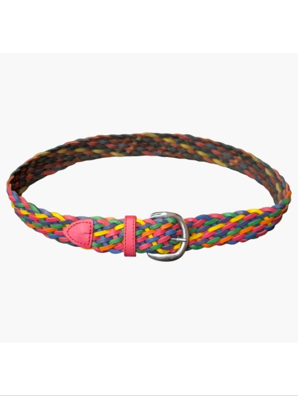 Multicolor Braided Leather Belt | Colorful Woven Leather | Fits Up To 31" Waist